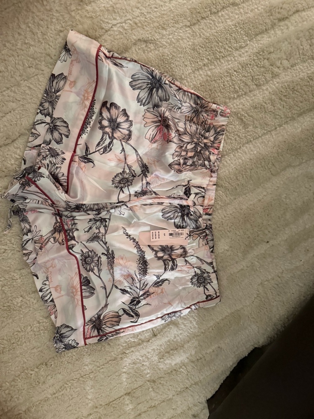 Victoria's Secret Pink and Black Floral Satin Shorts